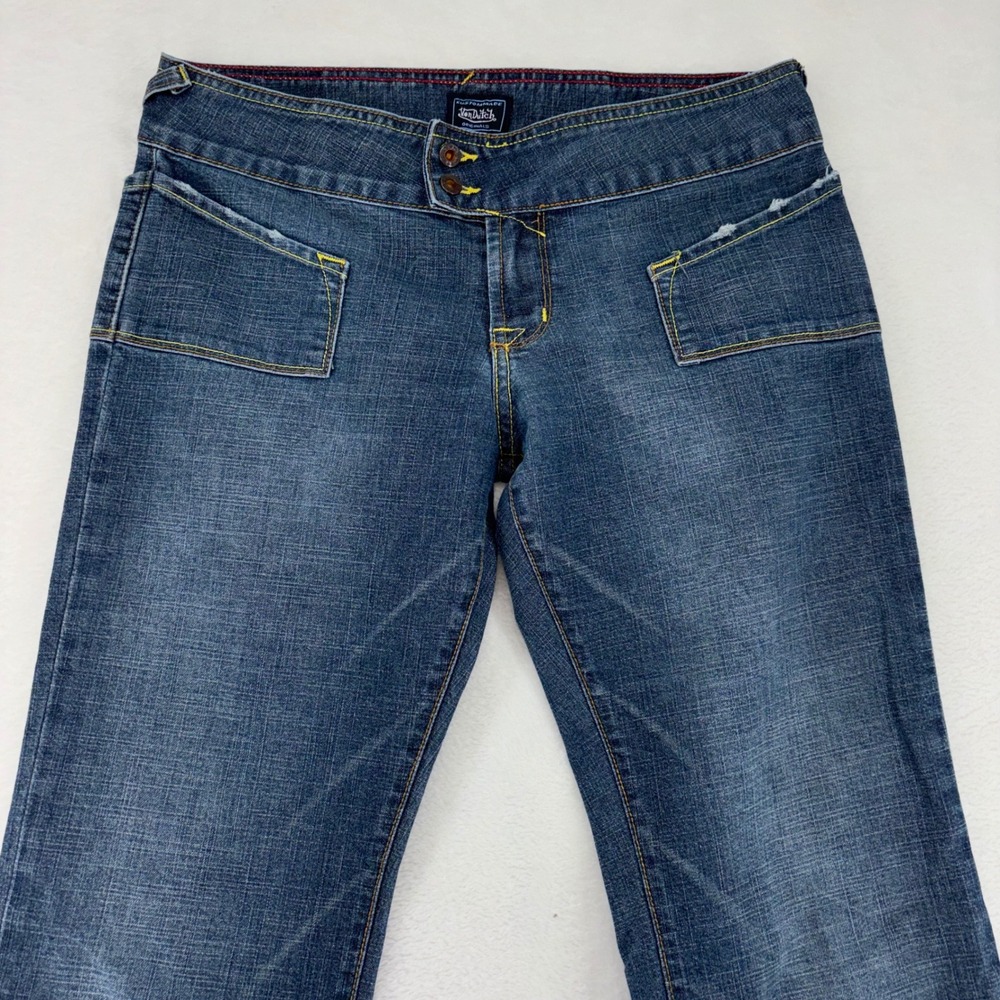Von Dutch Originals Womens Bootcut Jeans Size 30 Blue Low Rise Y2K Made in USA
